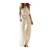 Kobiety Kombinezon Bez Rękawów High Waist Pani Kobiet Luźne Dorywczo Elastyczne Letnia White S Fashion 210513