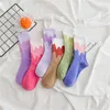 Kadınlar mutlu pamuk patchwork sokak kıyafeti çorapları renkli sevimli yumuşak sonbahar kış moda harajuku kız mürettebat çorap 2021 yeni