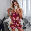 Summer Floral Pajama Zestaw Kobiety Homewear Loungewear Lounge Wear Ladies Sleepwear PJS Nightwear 210809