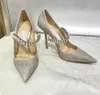 Nieuwe 23ss Dames Bruiloft Jurk Schoen Bruid pumps luxe designer schoenen modemerk Platinum Glitter Pumps met Crystal Dames Jurk Schoen