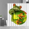 Karikatür Kurbağa Duş Perdeleri Yaratıcı Çift Kurbağa Hayvan Banyo Perdesi Çocuk Odası Banyo Dekor Hediye Su Geçirmez Bez Ekran 210915