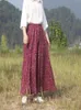 Skirts Long Womens Bohemian Casual Skirt Elastic Waist Linen Cotton Pleated Femme J969