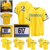 Koszulki baseballowe 2021 City Boston Connect Yellow Jersey 617 Strong David Ortiz Xander Bogaerts Dustin Pedroia Michael Chavis Kike Hernndezj Dm ar tinezver Dugoeo