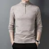 Yeni Kazak Erkekler Moda Yarım Zip Kazak Slim Fit Süveter Triko Kış Sıcak Rahat Marka Adam Y0907