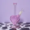 9 pouces verre rose Bong forme de coeur narguilé Shisha bécher Dab plate-forme fumer tuyau d'eau filtre barboteur avec receveur de glace