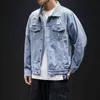 Nowe Kurtki Dżnowy Mężczyźni Jeans Kurtki Slim Fit Bomber Jacket Cotton Men's Jean Kurtka Hip Hop Hole Coats Fashion Streetwear 5XL Y1122