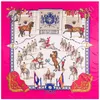 130см Twill Silk Horse Printing Big Square Scarf Женщины Bandana Шаль Роскошные Бренд Бренд Follard Frack Wraps Для Дамы ECHARPE