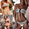 H80S90 Kvinnor Sexig Handgjorda Crochet Strapless Bikini Set Ladies 'Strikkad Baddräkt Kvinna Badkläder Baddräkt 210621