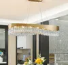 Illuminazione moderna del candeliere di cristallo ovale del LED per la sala da pranzo Lampada a sospensione della decorazione della casa della cucina di lustro dell'interno dell'oro di lusso