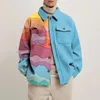 Lange abstrakte Jacke Fashion Sleeve Herren Cardigan Coat mit verschiedenen Druckmustern Street Wear Man SJY5