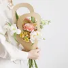 10pcs Creative Handle Kraft Paper Flower Bags Flowers Wrapping Gift Flower Packaging Home Decoration 9x31cm 210402