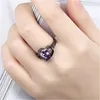 Cubic zircon Heart ring Red Purple Diamond women engagement wedding rings fashion jewelry gift will and sandy