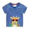 Jumping Metri Stripe Summer Animals Ricamo Ragazzi Tees Top Fashion Girls Baby Cotton T-shirt Abbigliamento per bambini 210529