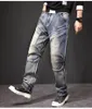 Trend Worggy Jeans Mężczyźni Casual Cargo Spodnie Patchwork Trudno Dżinsowe Kieszenie Spodnie Taktyczne Odzież męska