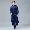 Camisa larga de satén vintage chino de cuatro colores para hombre 2021 estilo Tang traje de conversación cruzada bata mandarín