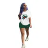 Kvinnor Tracksuits Fashion Yoga Passar Två Piece Set Sportkläder Casual Solid Färg Tryckta Kläder Kortärmad Shorts