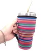 Leopard Print Rainbow Cactus Water Bottle Cover Neopren Isolerad Ärmväska Väska Till På 30oz Tumbler Cup