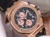 F Luxury Watch 12-Bit Timing Movement Mens Watches 42mm Leather Watchband med All-Rose Gold Luminous Wristwatch239r