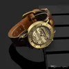 12-uurs weergave quartz horloge Retro PU-band Metaal Brons Kast Muzieknoot Markers Unisex horloges Oud-Romeins style228i