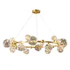 Creative Gypsophila Led Pendant Lamps Round Parlor Bedroom Dining Room Glass Bubble Lighting Fixture Luxury Real Brass Hanging Light Dimmable
