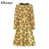 KLKXMYT Indie Folk Vintage Horse Racing Print Kant Losse Partij ZA Jurk Dames Vestidos de Fiesta Noche Midi 210527