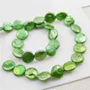 Super design känsla av handgjorda smycken grön färg 11-12mm mynt sötvattenspärla lösa pärlor diy mode smycken för kvinnor gåva