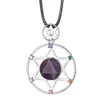 Collana con ciondolo stella esagramma in argento sterling Pietra di cristallo tagliata David stelle scudo esagrammi gioielli con diamanti a doppio strato