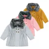 0-3yrs zuigeling herfst winter baby meisjes pop kraag pluche gebreide jas warmte kinderen cardigan jas kleding 210521