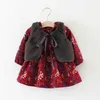 Bébé fille robe automne chaud coton infantile imprimé fleuri Vintage à manches longues hiver enfant en bas âge robes anniversaire bébé vêtements