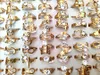 50pcs anelli in zircone con fascino in oro tagliato al laser per le donne fiore cuore ragazze anello in acciaio inossidabile CZ carino anello per coppie di gioielli da sposa