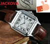 Mode de luxe classique étanche hommes montre à quartz carrée chiffres romains saphir calendrier horloge bracelet en cuir cadeau de mode montres-bracelets