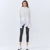 Patchwork Casual Sweater For Women Turtleneck Flare Sleeve Side Split White Knitted Pullover Female Fall 210524