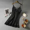 Sommar Simple Clothes Cool Women's Thin Oil Gloss Cloth Home Lace Sexig Nightdress 211202