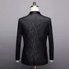 Black Formal Suit Men 2 Piece Set Asian Size 4XL Business Banquet Men Dress Suit Jacket and Pants High Quality Jacquard Fabric X0909