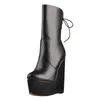 Женский клин 16 см Высокие каблуки Ankel Boots Мягкая кожа для вечеричных платья Lady Shipper Boots Plus Размер на зиму