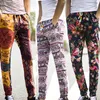 Hommes fleur imprimé coton lin Harem pantalon Vintage mode Long pantalon Joggers pantalons de survêtement grande taille hommes pantalons