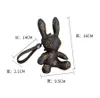 High-end Designer Cartoon Rabbit Car Key Rings Bag Pendant Charm KeyChain Jewelry Grid Flower Printed Holder Women Men Fashion Lea2062