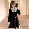 spring autumm Women Korean Single-breasted long sleeve Casual Dresses Vestidos 210531