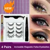 Soft Light Natural 3D Magnetic False Eyelashes 4 Pairs Set With Magnet Eyeliner Tweezer Handmade Reusable Glue-free Fake Lashes Makeup For Eyes DHL Free