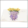 Événement de voeux Fournitures de fête de fête Accueil Jardincartes de voeux Invitation Bouquet de fleurs 3D Carte papier avec enveloppe vierge Invitations