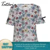 Blouses en mousseline de soie à imprimé fleuri pour femmes hauts d'été à manches courtes col rond féminin Vetement Femme chemises pour femmes Tataria 210514