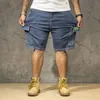 Plus Size 48 50 52 Men's Loose Blue Denim Shorts Summer Big Pocket Straight Jeans Cargo Male Brand