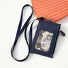 10 Colors Simple Solid Korean Shaped Named Card Holder Identity Badge with Lanyard PU Neck Strap Card Bus ID Card Holders