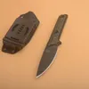 Coltello da caccia dritto di sopravvivenza di alta qualità A2 Lama rivestita in titanio nero Full Tang G10 Maniglia Coltelli a lame fisse per esterni con Kydex