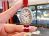 Mode Rome nummer geometrische ovale horloges roestvrijstalen volledige diamant saffier kwarts badkuck horloge dame lederen 32mm