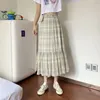 Vintage Plaid Hoge Taille geplooid Cake Rokken Dames Streetwear Long Voor Tiener Koreaanse Wilde Chique Dames Bottoms Summer 210421