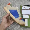 2022 Sapatos de desenhista de luxo shoes denim screener bege verde / laranja vermelho / azul angustiado sapatilhas de couro com caixa original