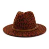 Leopard Fedora Jazz hats for men women autumn winter fashion Wide Brim Hats classic woolen bowler hat