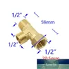 Mässing 1/2 tum Manlig Kvinnlig Tee Connector VVS Slang Splitter Koppar T-Shape Fitting 3 Way Slang Tube Adapter 1pcs Fabrikspris Expert Design Kvalitet Senaste stil