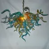 Nordic Hanging Chandelier Lamp Turquoise Amber Interior Hand Blown Glass Pendant Lights for Bedroom Dining Table Living Room 28 by 24 Inches